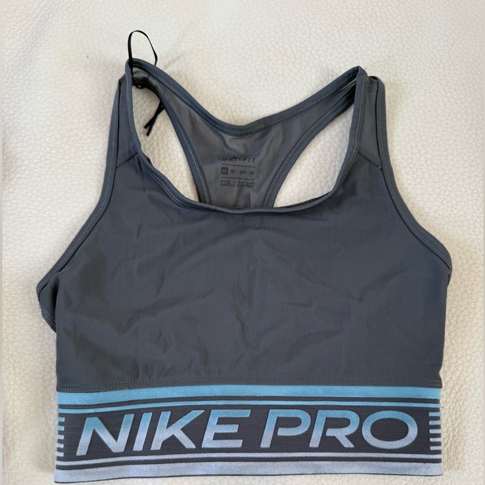 Nike Pro Women's Charcoal and Blue Sports Bra